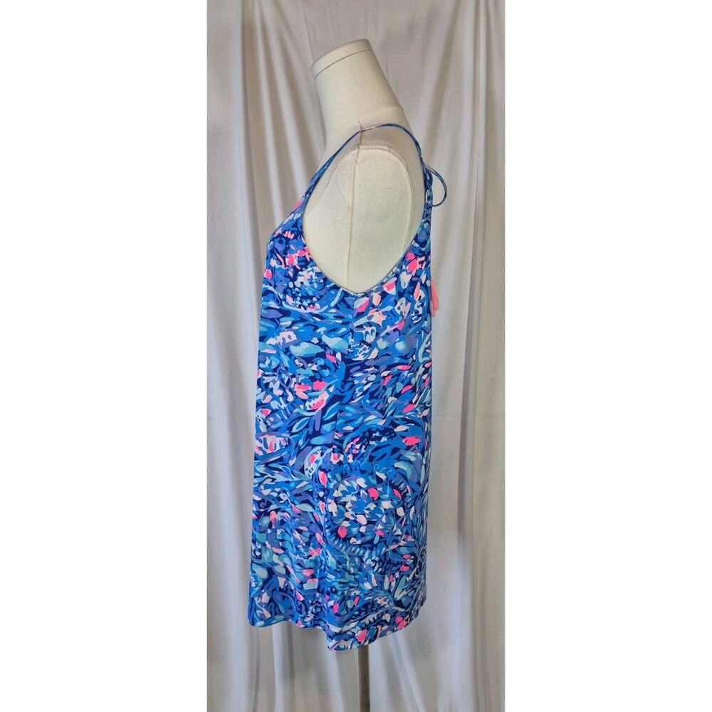 Lilly Pulitzer Margot Party Wave Pima Cotton Blue Pink Floral Mini Dress S New - Picture 5 of 9